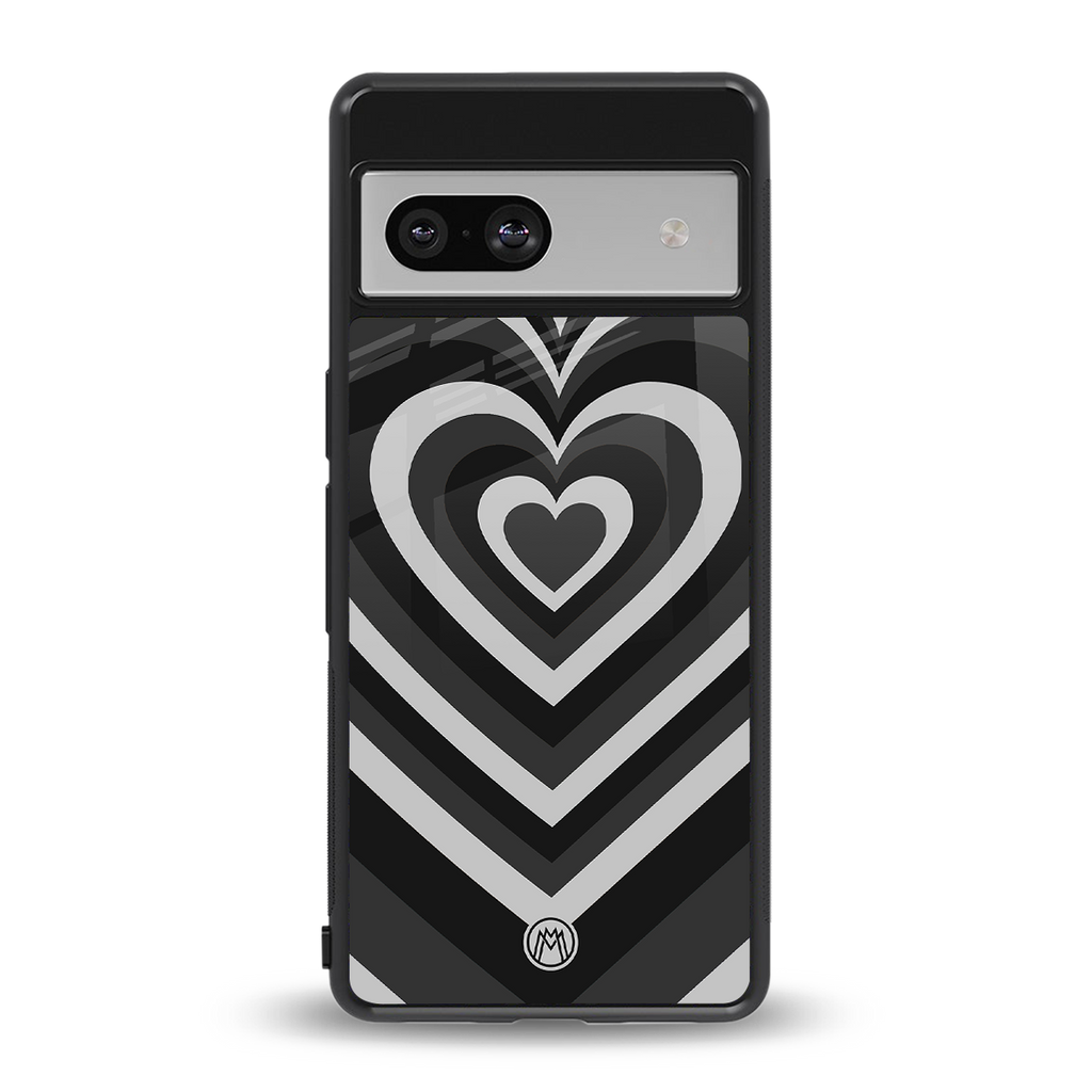 y2k retro black hearts back phone cover | glass case for Google Pixel 7