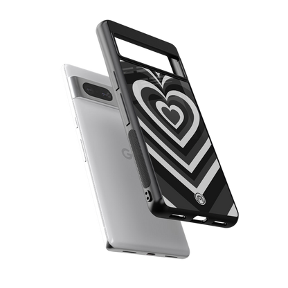 y2k retro black hearts back phone cover | glass case for Google Pixel 7A