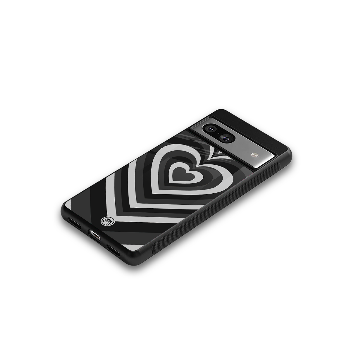 y2k retro black hearts back phone cover | glass case for Google Pixel 7