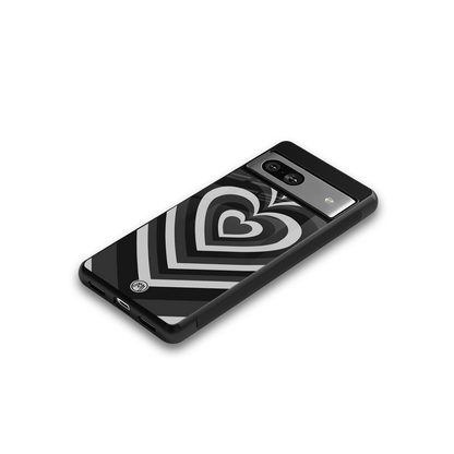 y2k retro black hearts back phone cover | glass case for Google Pixel 7A