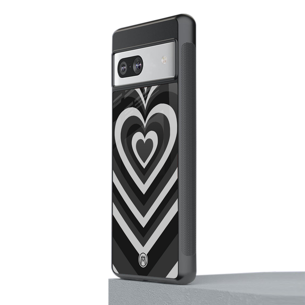 y2k retro black hearts back phone cover | glass case for Google Pixel 7