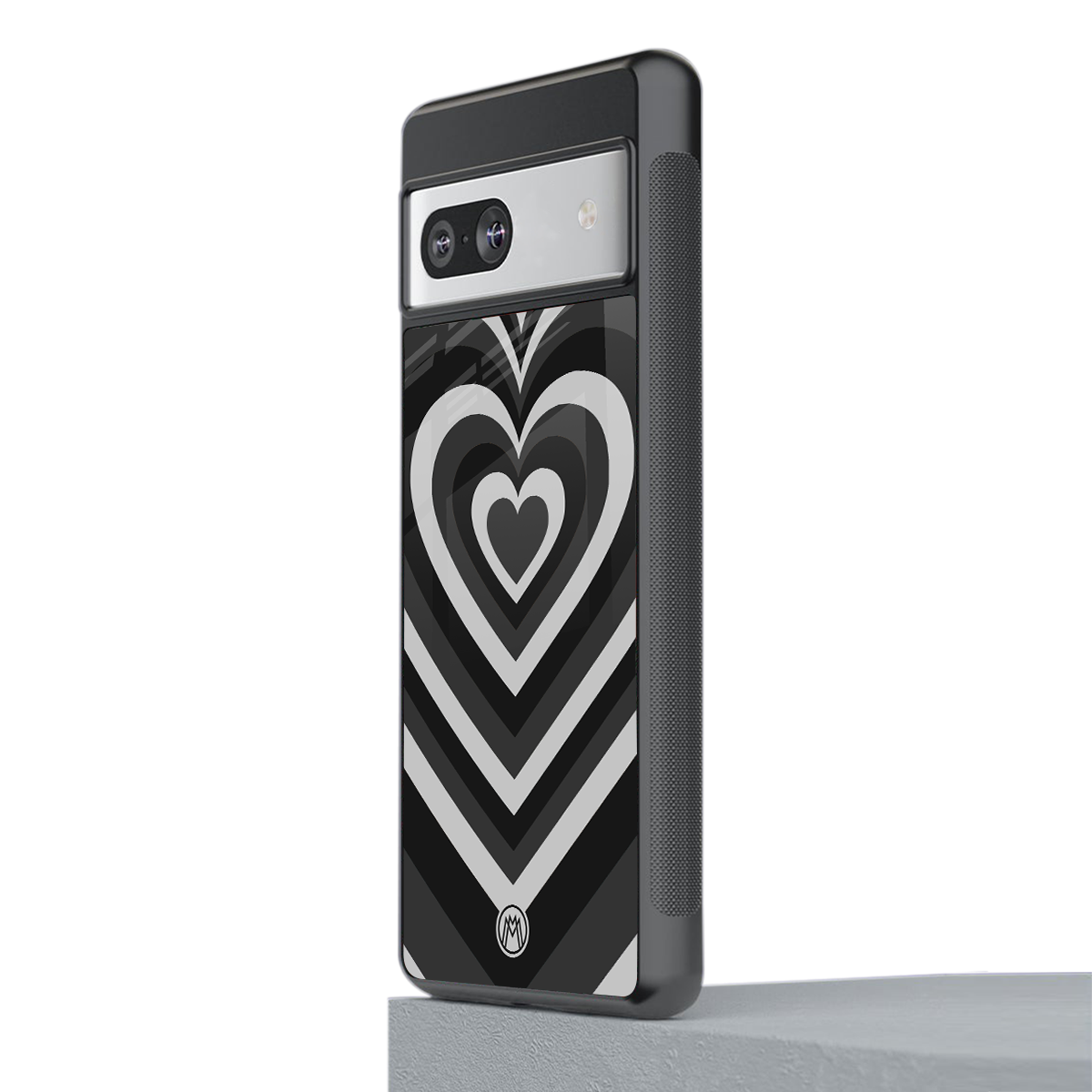 y2k retro black hearts back phone cover | glass case for Google Pixel 7