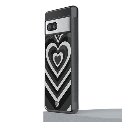 y2k retro black hearts back phone cover | glass case for Google Pixel 7A