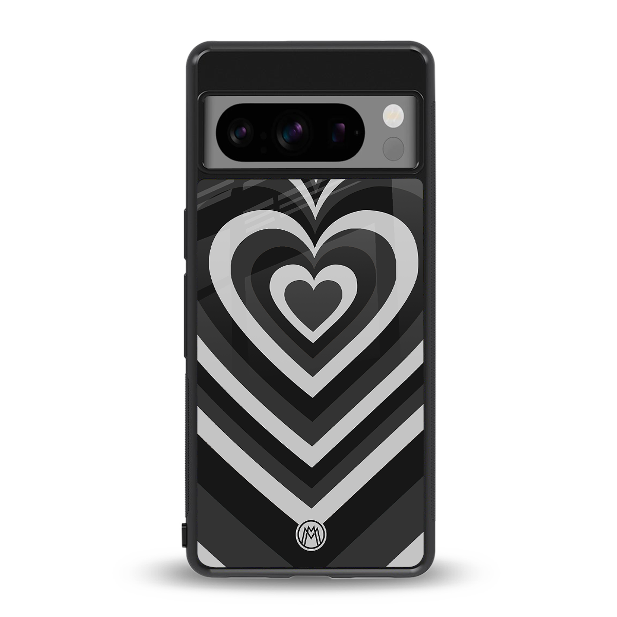 y2k retro black hearts back phone cover | glass case for google pixel 8 pro