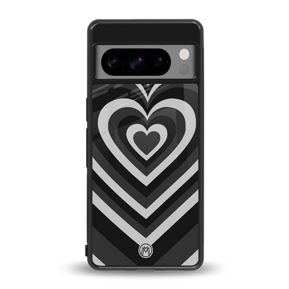 y2k retro black hearts back phone cover | glass case for google pixel 8 pro