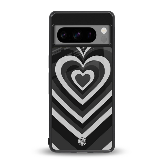 y2k retro black hearts back phone cover | glass case for google pixel 8 pro