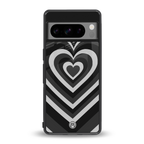 y2k retro black hearts back phone cover | glass case for google pixel 8 pro