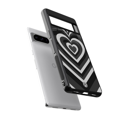 y2k retro black hearts back phone cover | glass case for google pixel 8 pro