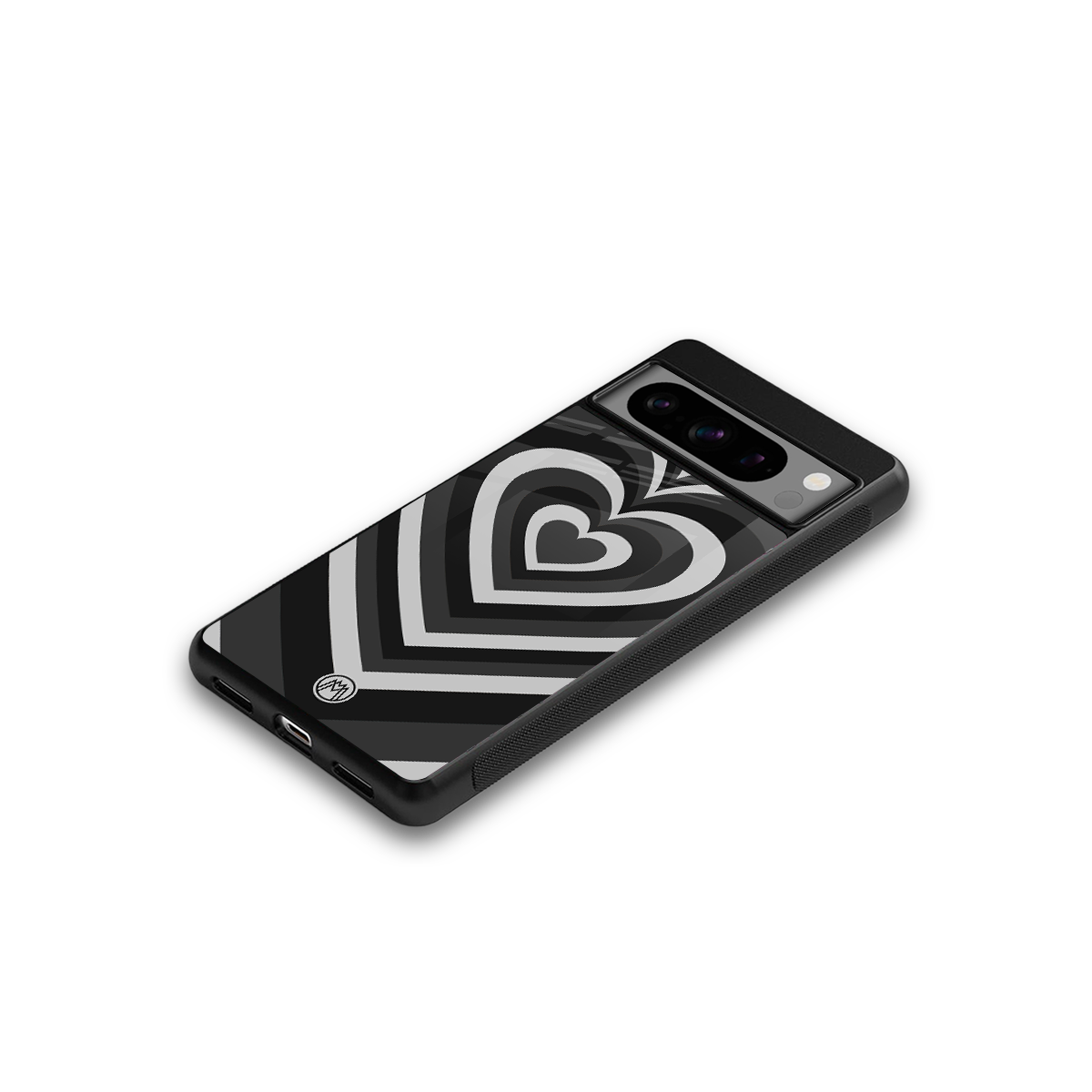 y2k retro black hearts back phone cover | glass case for google pixel 8 pro