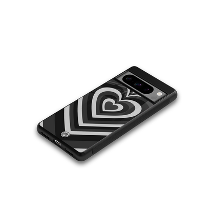 y2k retro black hearts back phone cover | glass case for google pixel 8 pro