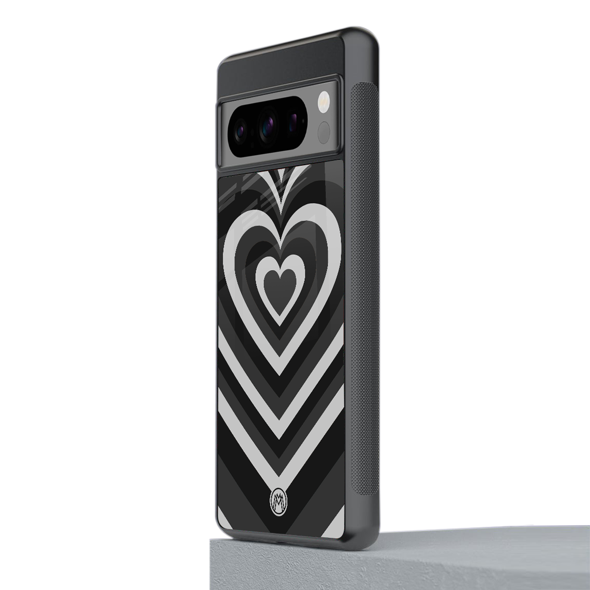 y2k retro black hearts back phone cover | glass case for google pixel 8 pro