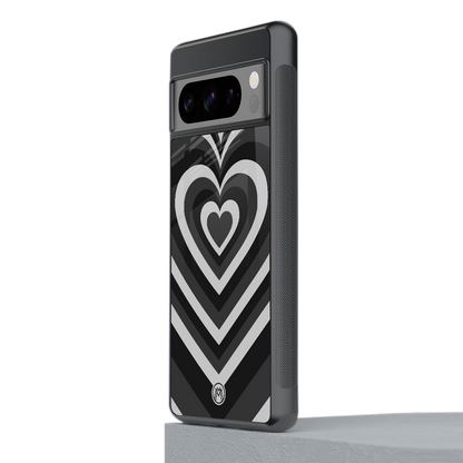 y2k retro black hearts back phone cover | glass case for google pixel 8 pro