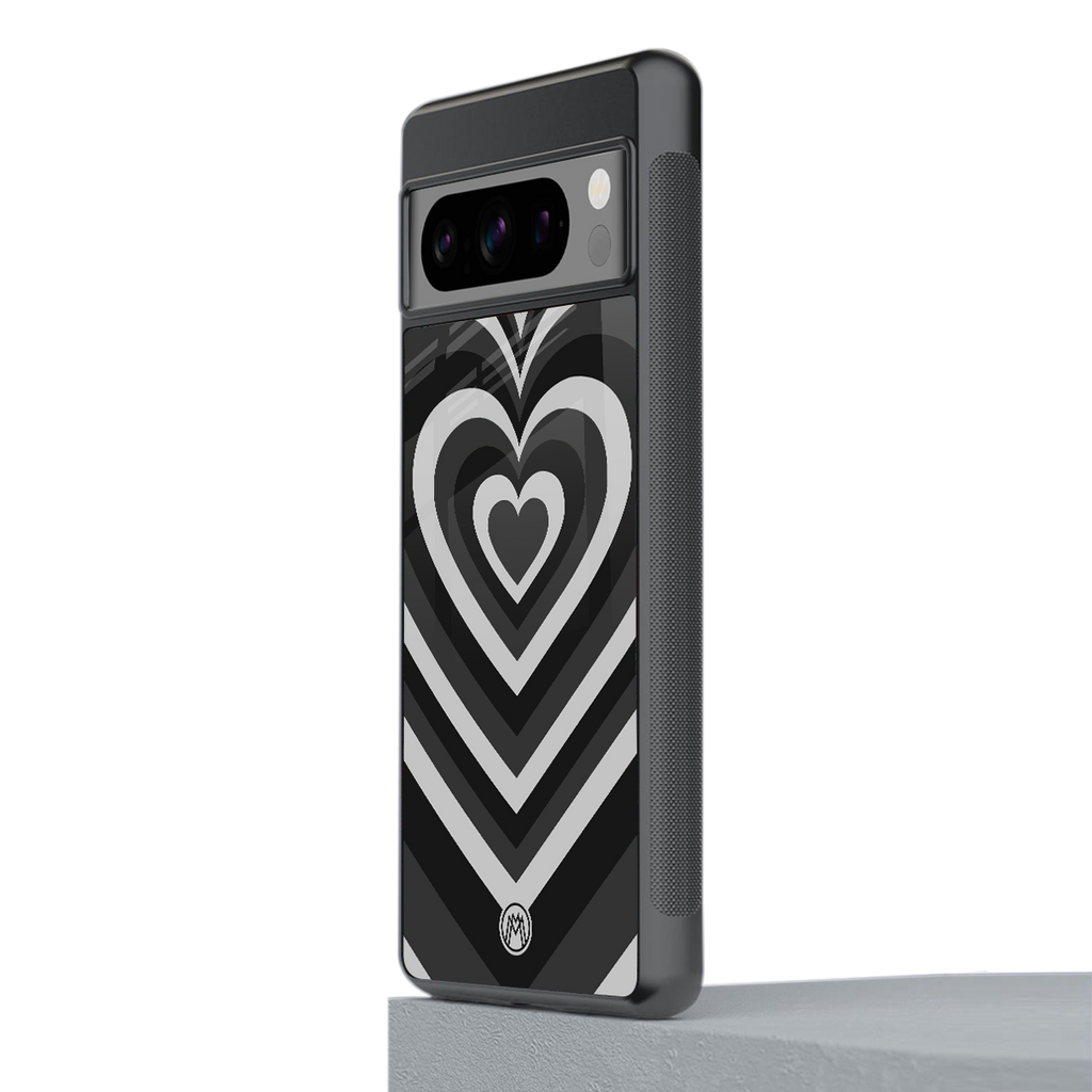 y2k retro black hearts back phone cover | glass case for google pixel 8 pro