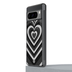 y2k retro black hearts back phone cover | glass case for google pixel 8 pro