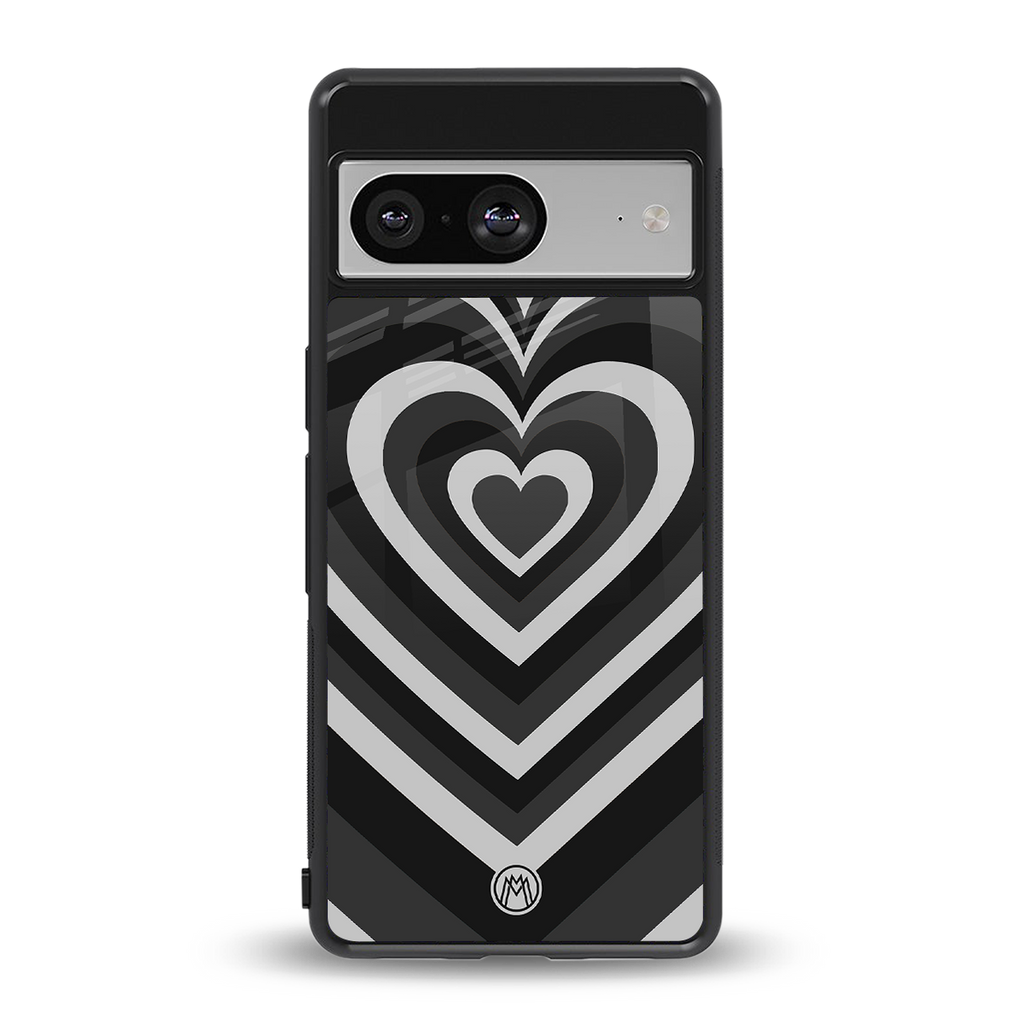 y2k retro black hearts back phone cover | glass case for Google Pixel 8