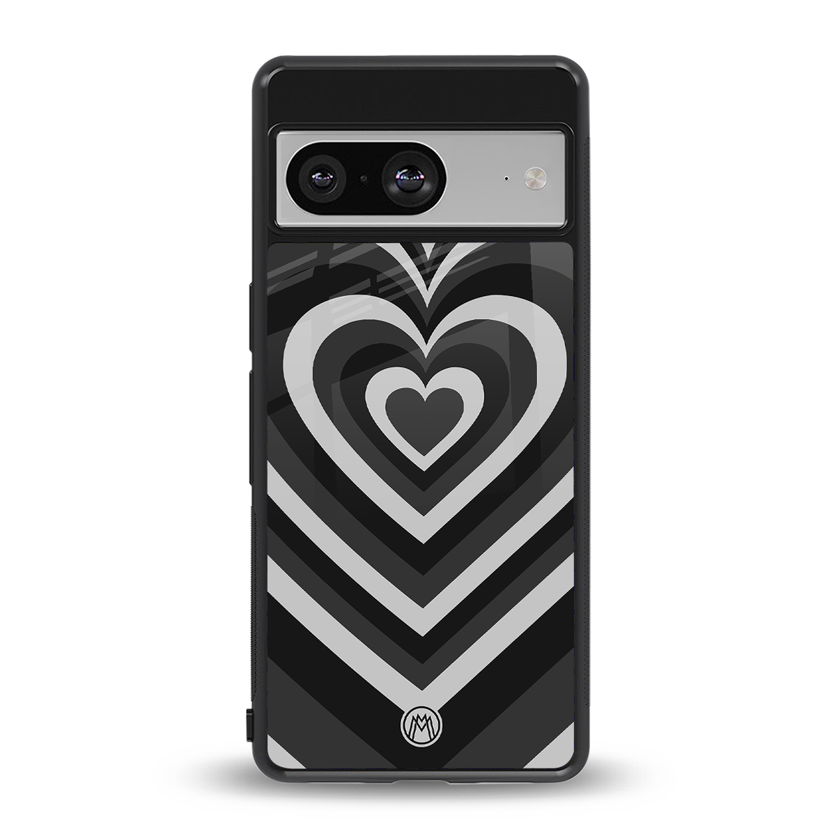 y2k retro black hearts back phone cover | glass case for Google Pixel 8