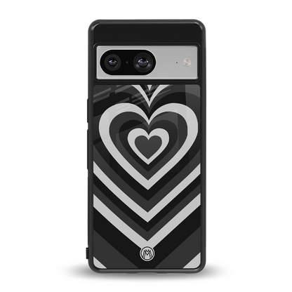 y2k retro black hearts back phone cover | glass case for Google Pixel 8
