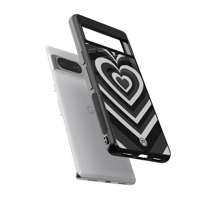 y2k retro black hearts back phone cover | glass case for Google Pixel 8