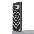y2k retro black hearts back phone cover | glass case for Google Pixel 8