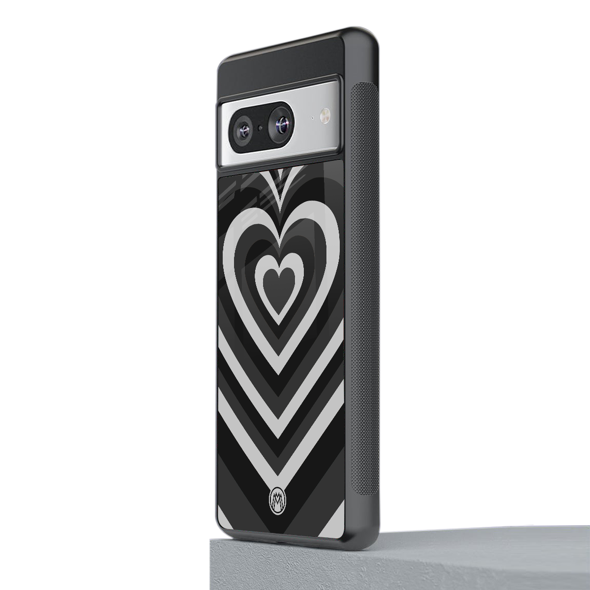 y2k retro black hearts back phone cover | glass case for Google Pixel 8