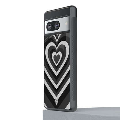 y2k retro black hearts back phone cover | glass case for Google Pixel 8