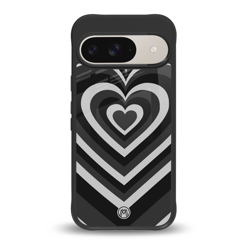 y2k retro black hearts back phone cover | glass case for google pixel 9