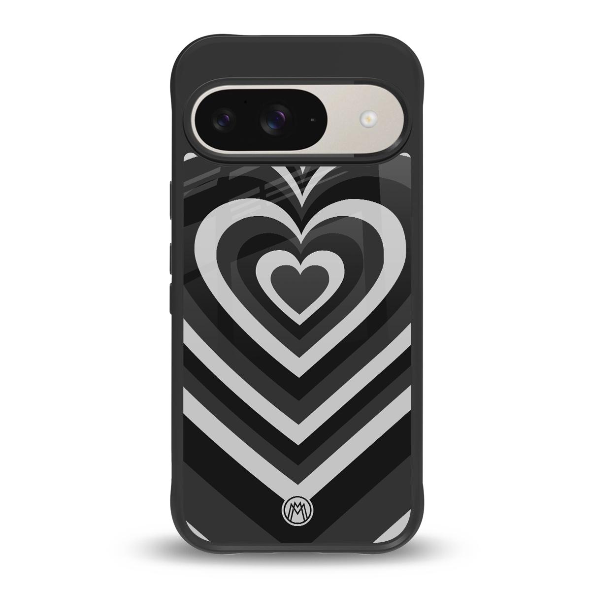 y2k retro black hearts back phone cover | glass case for google pixel 9
