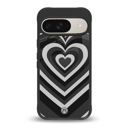 y2k retro black hearts back phone cover | glass case for google pixel 9