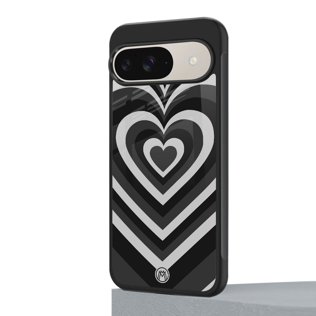 y2k retro black hearts back phone cover | glass case for google pixel 9