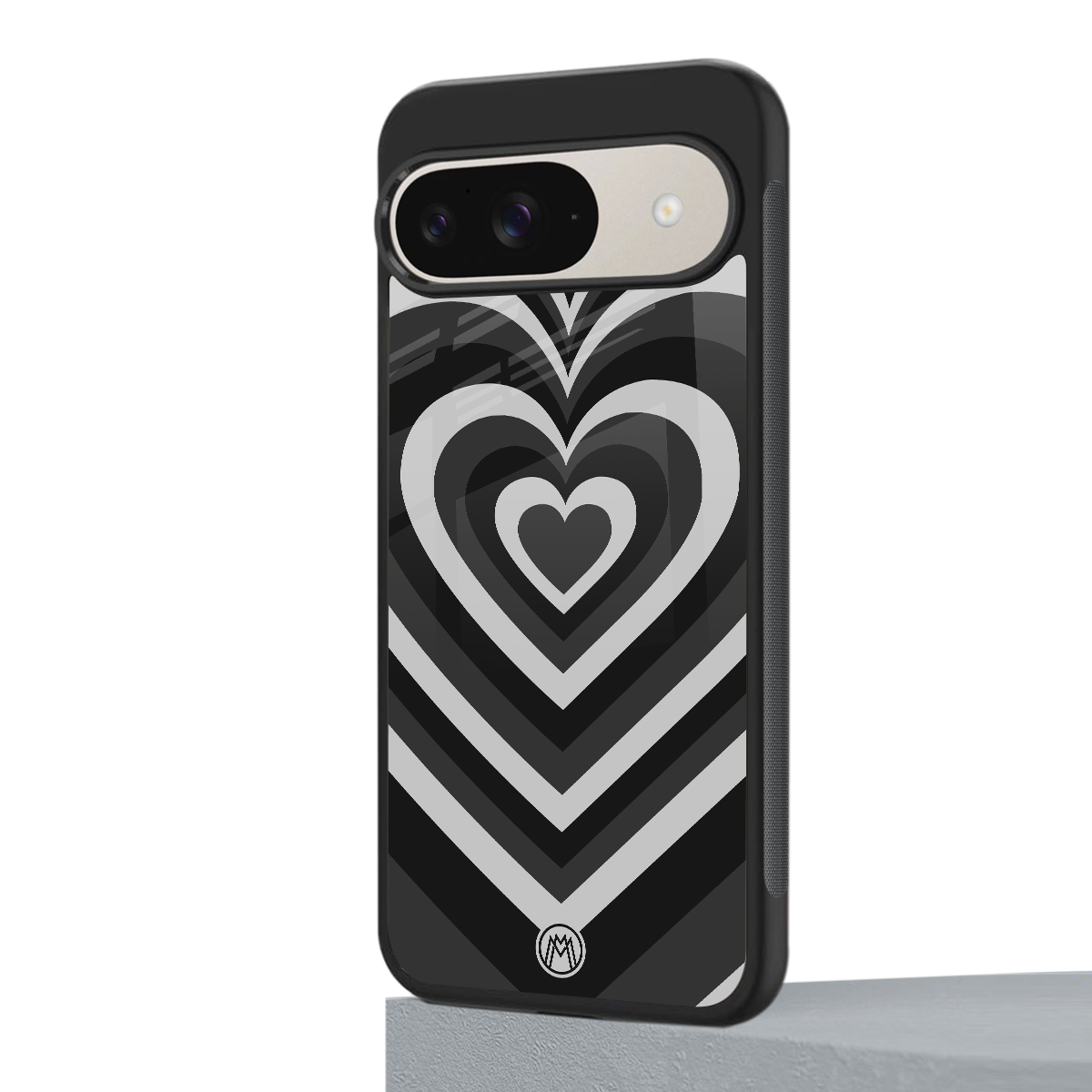 y2k retro black hearts back phone cover | glass case for google pixel 9