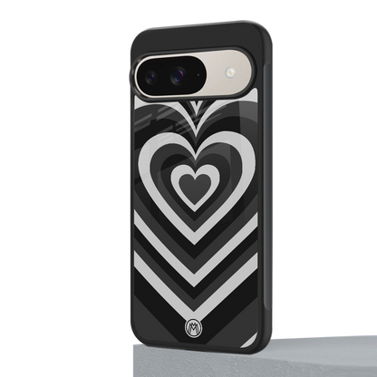 y2k retro black hearts back phone cover | glass case for google pixel 9