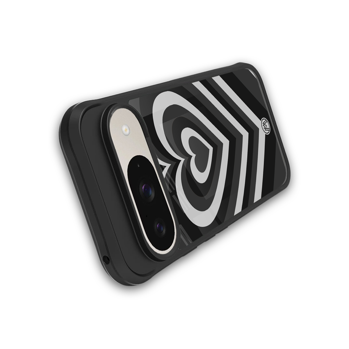 y2k retro black hearts back phone cover | glass case for google pixel 9