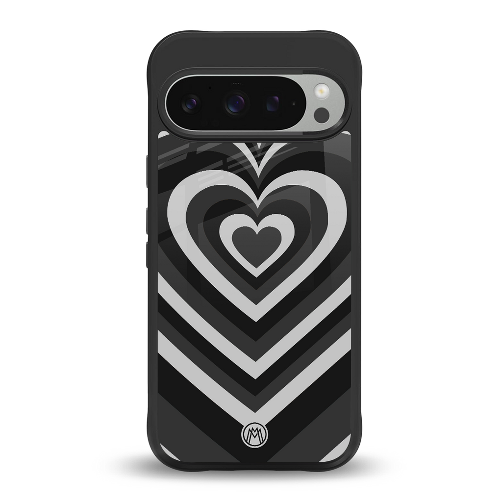 y2k retro black hearts back phone cover | glass case for google pixel 9 pro