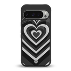 y2k retro black hearts back phone cover | glass case for google pixel 9 pro