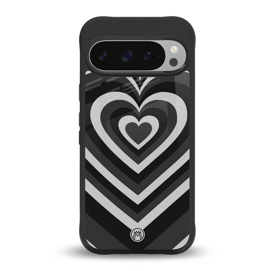 y2k retro black hearts back phone cover | glass case for google pixel 9 pro xl
