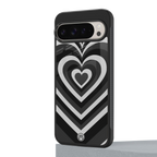 y2k retro black hearts back phone cover | glass case for google pixel 9 pro
