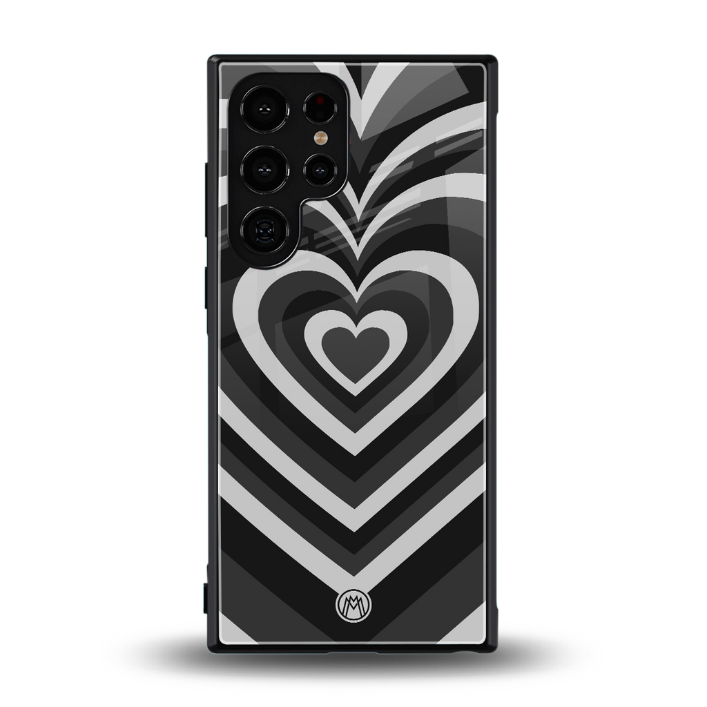 y2k retro black hearts back phone cover | glass case for samsung galaxy s23 ultra