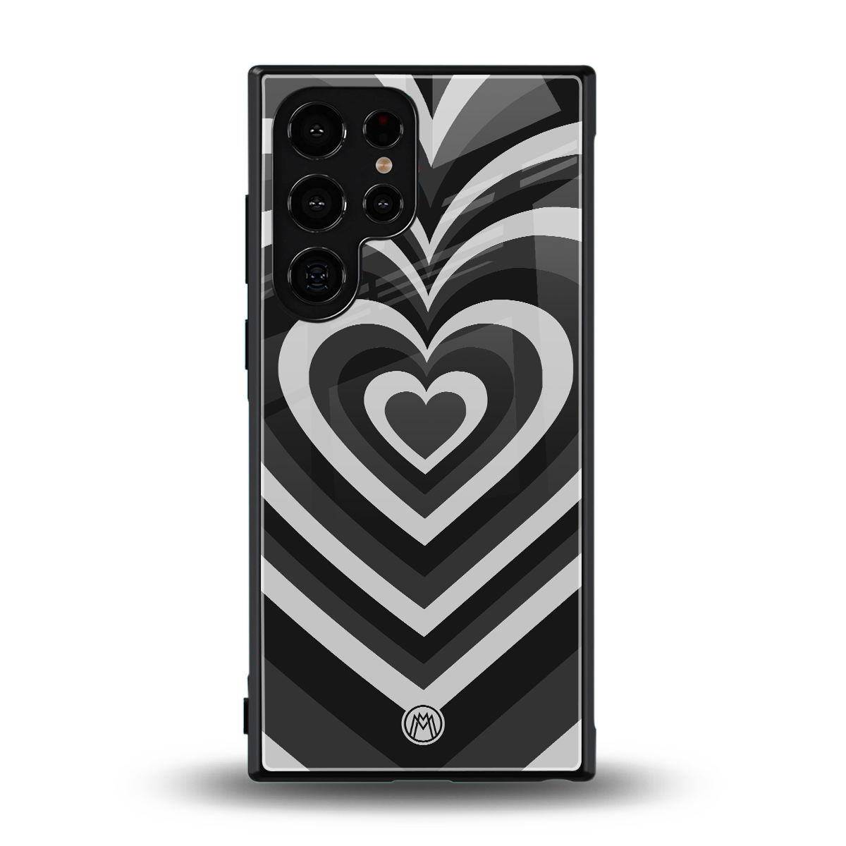 y2k retro black hearts back phone cover | glass case for samsung galaxy s23 ultra