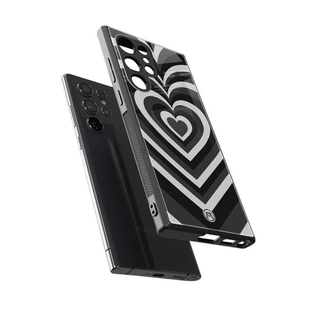 y2k retro black hearts back phone cover | glass case for samsung galaxy s23 ultra