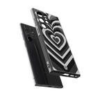 y2k retro black hearts back phone cover | glass case for samsung galaxy s23 ultra