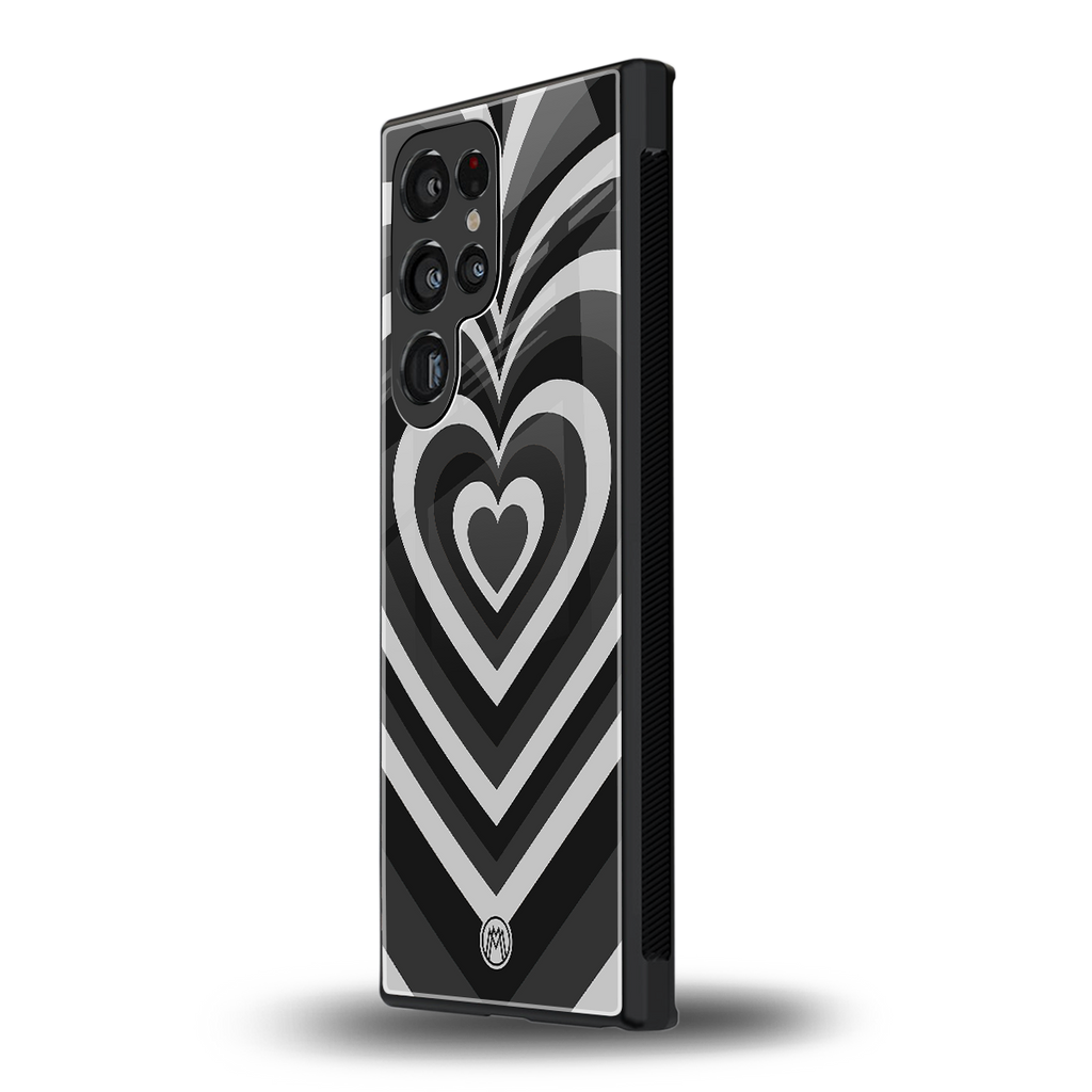 y2k retro black hearts back phone cover | glass case for samsung galaxy s23 ultra