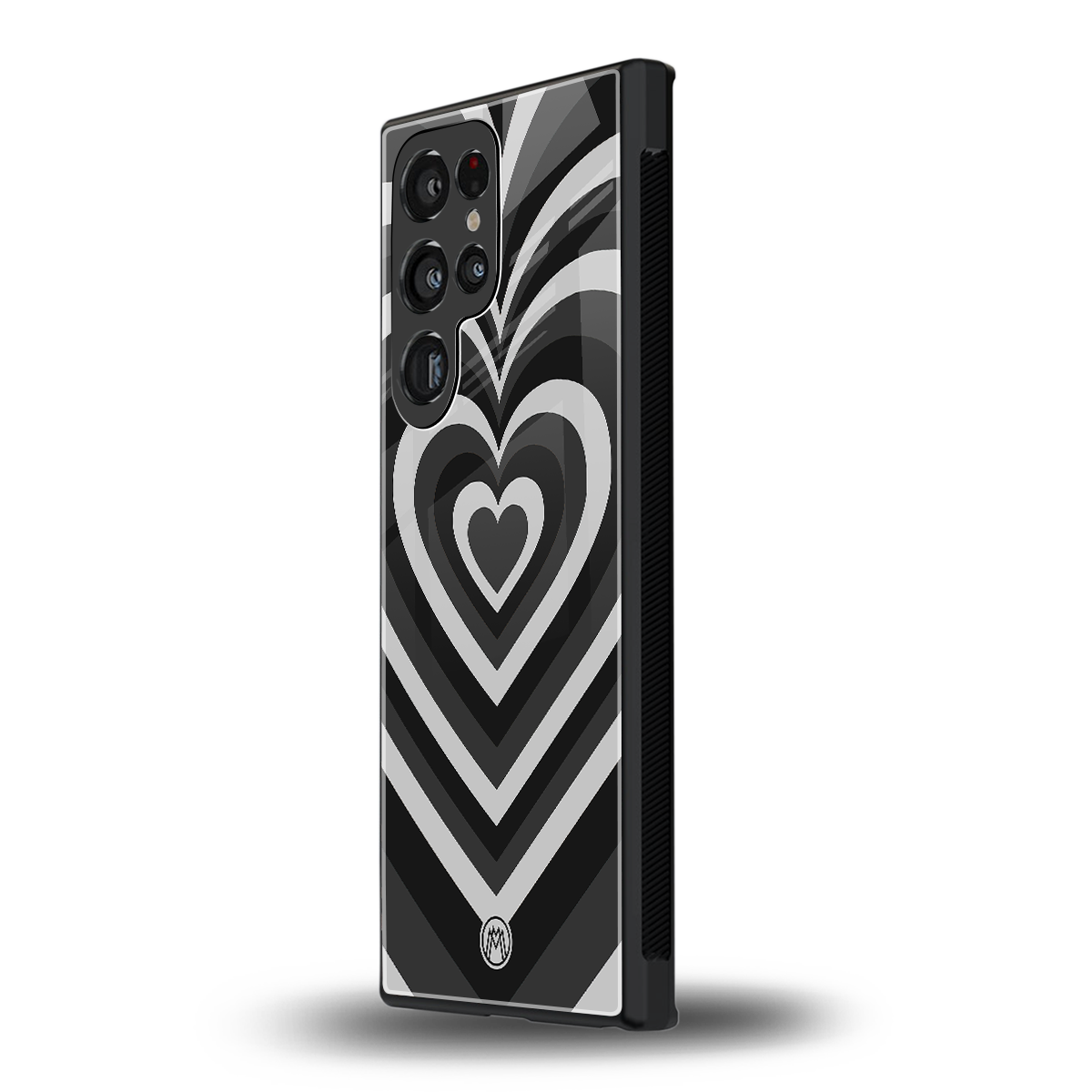 y2k retro black hearts back phone cover | glass case for samsung galaxy s23 ultra