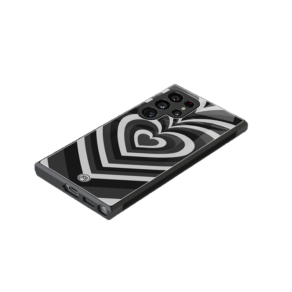 y2k retro black hearts back phone cover | glass case for samsung galaxy s23 ultra