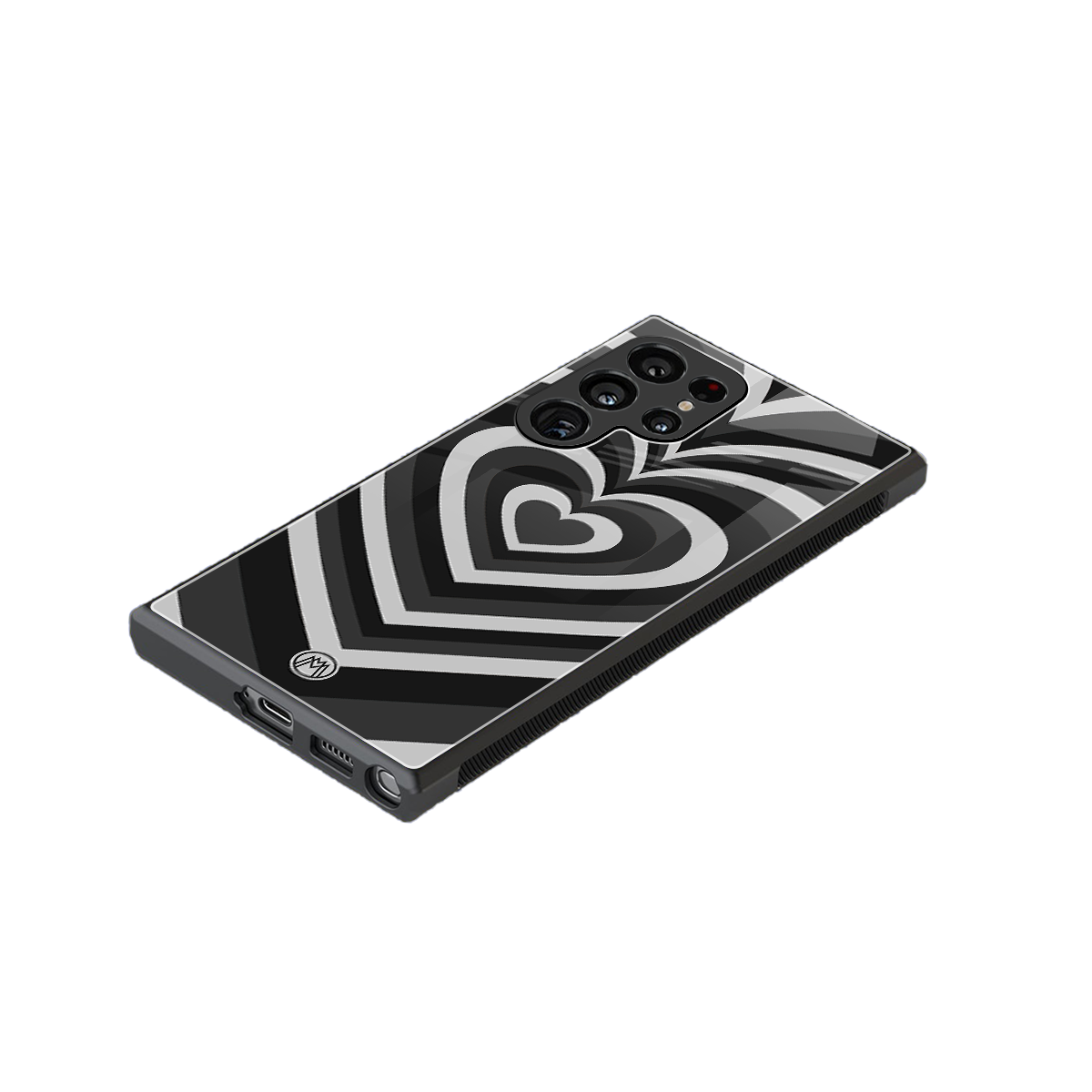 y2k retro black hearts back phone cover | glass case for samsung galaxy s23 ultra