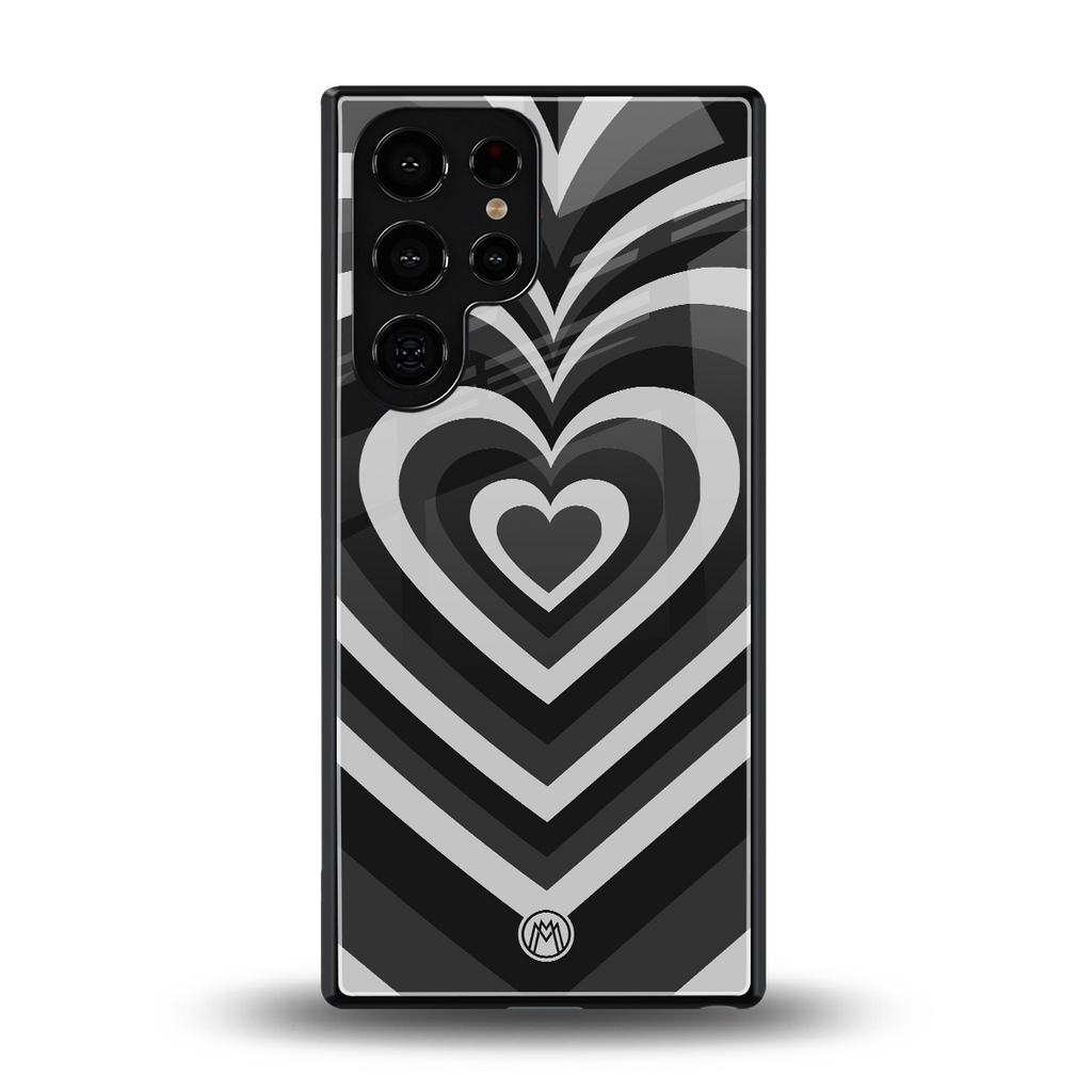 y2k retro black hearts back phone cover | glass case for samsung galaxy s25 ultra