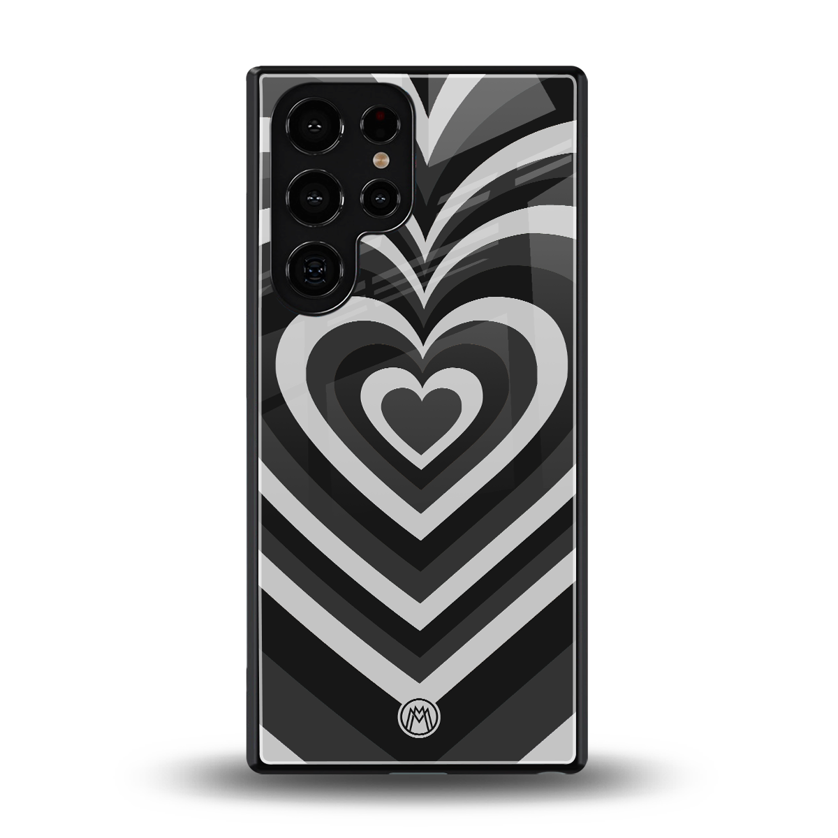y2k retro black hearts back phone cover | glass case for samsung galaxy s25 ultra