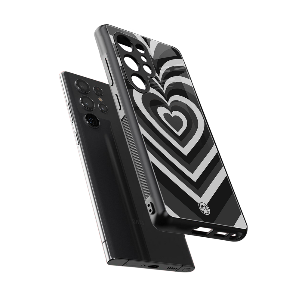 y2k retro black hearts back phone cover | glass case for samsung galaxy s25 ultra