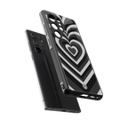 y2k retro black hearts back phone cover | glass case for samsung galaxy s25 ultra