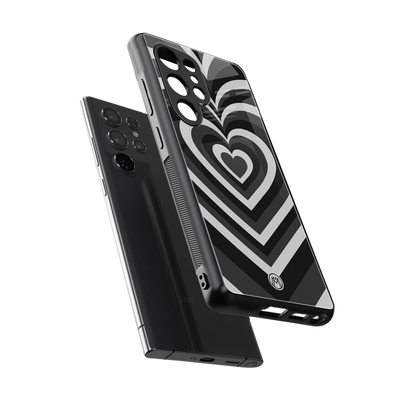 y2k retro black hearts back phone cover | glass case for samsung galaxy s25 ultra