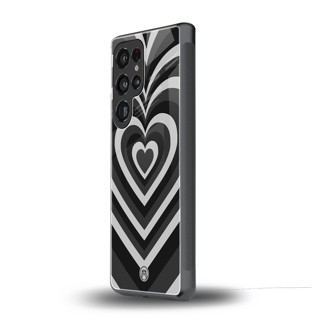 y2k retro black hearts back phone cover | glass case for samsung galaxy s25 ultra